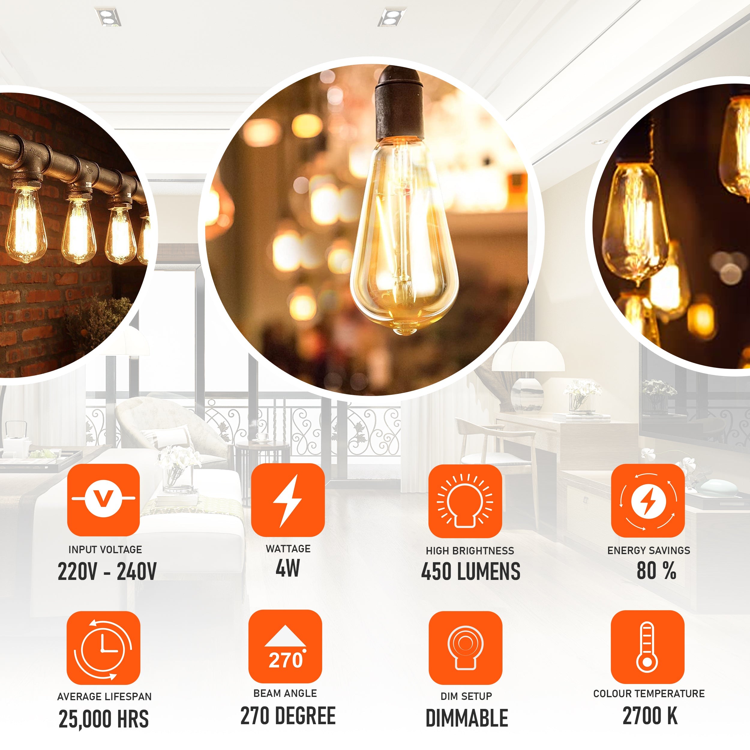 Elegante Quad Loop LED-Filament-Glühbirne (Dimmbar)